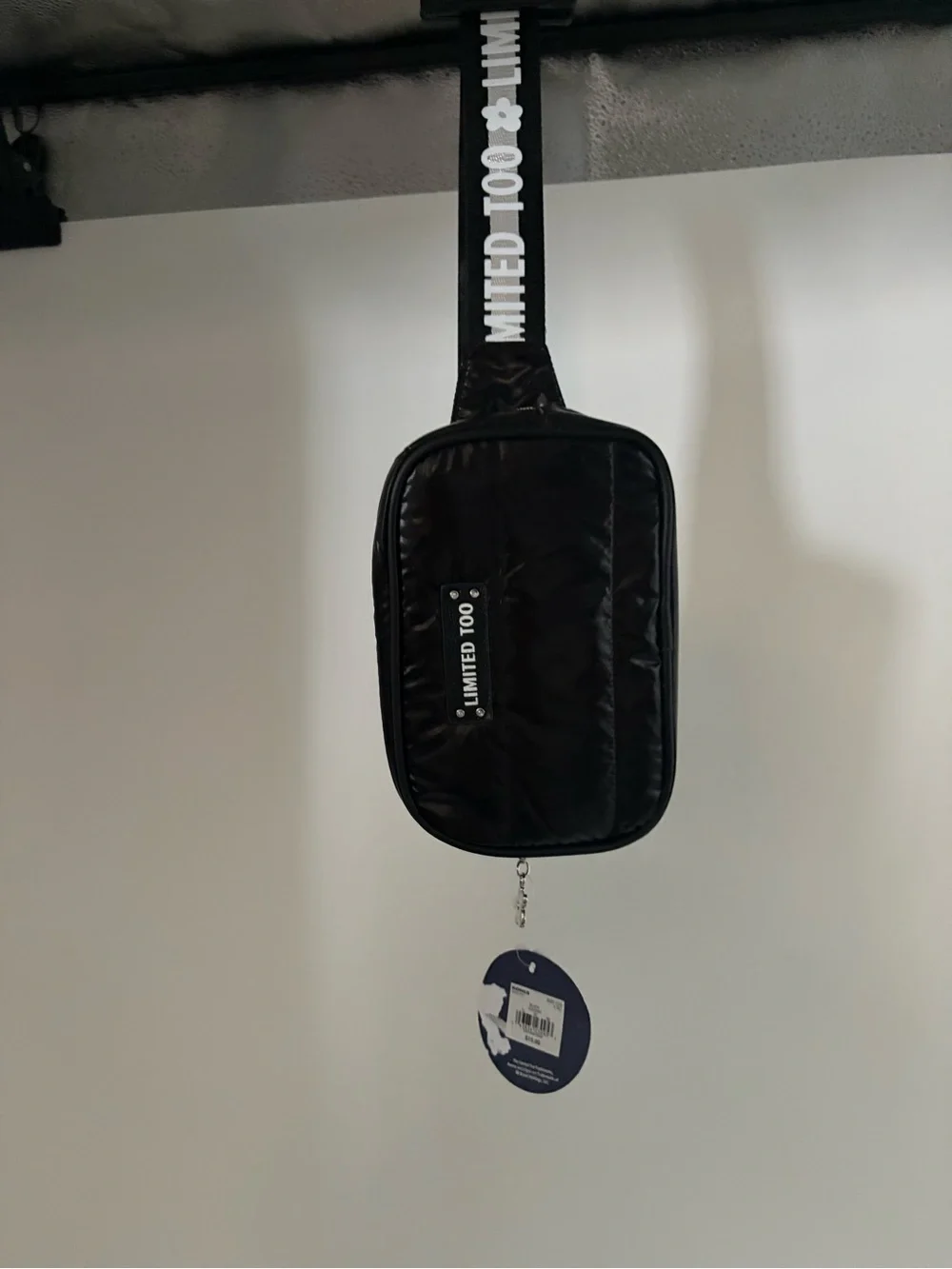 Limited Too Black Quilted Belt Bag with Logo Patch